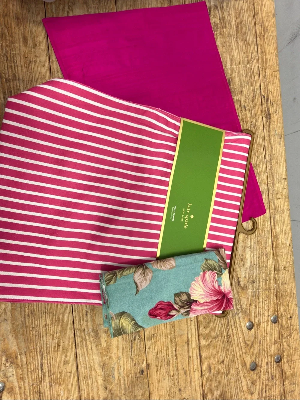 Tropical Floral Napkins - Turquoise with Pink Hibiscus